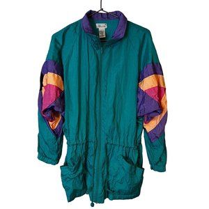 Bocoo Jacket Windbreaker 90s Womens Medium Multicolor Block Full Zip VINTAGE